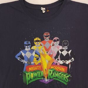Mighty Morphin Power Rangers Casual Graphic Pullover T Shirt Mens Size L Navy